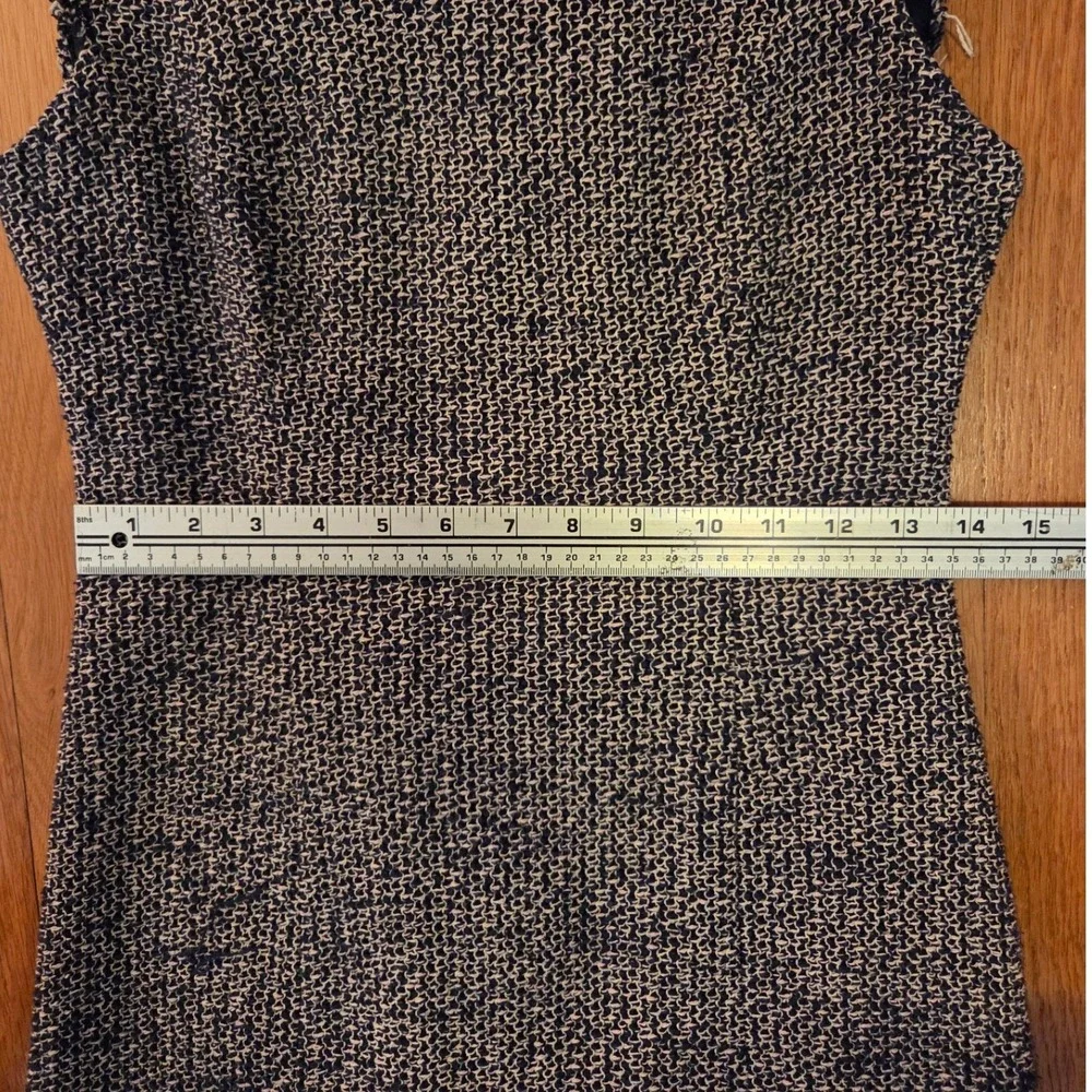 Rebecca Taylor Navy + Cream Confetti Tweed Boucle Fringe Sheath Work Dress Sz 2 - Picture 10 of 13